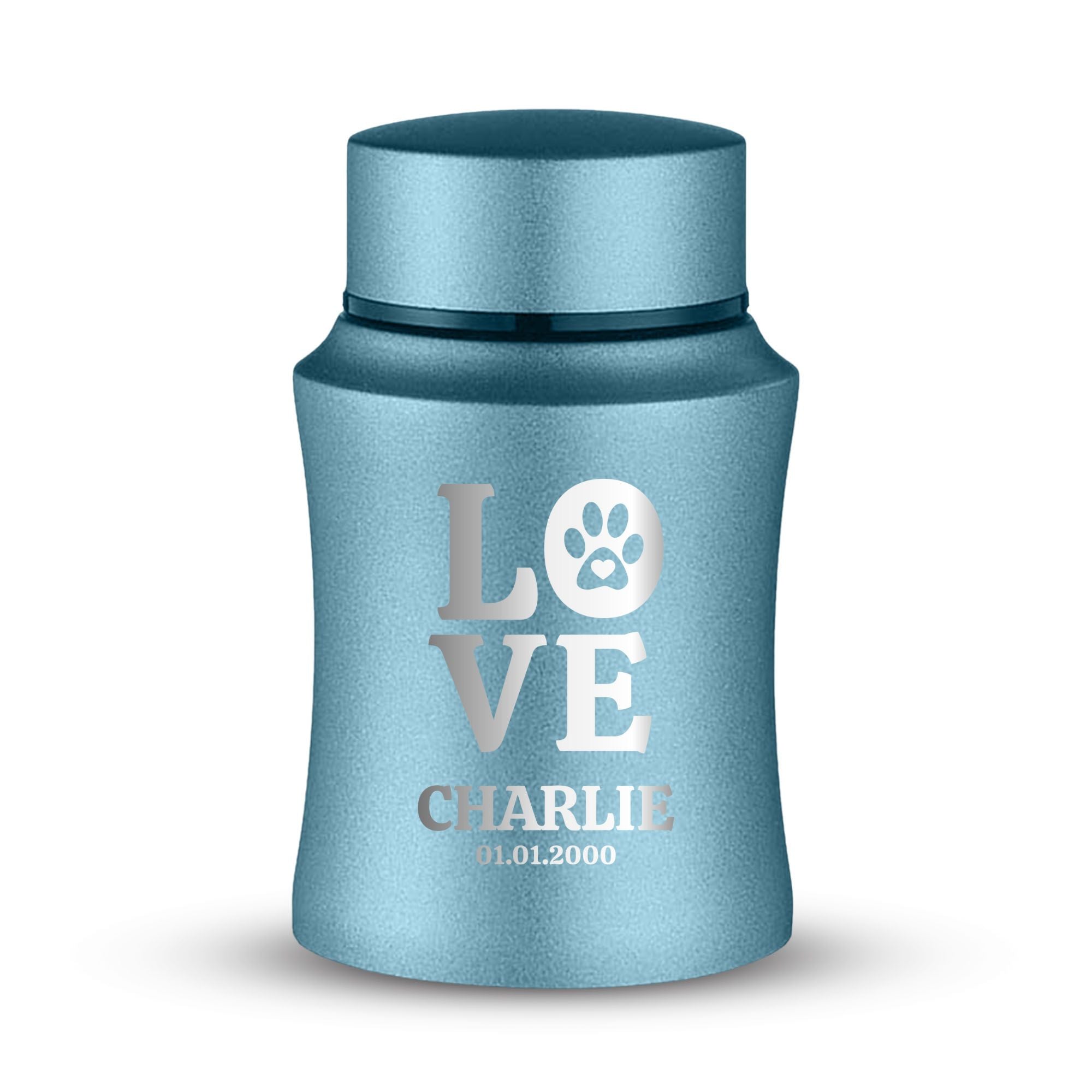 Custom Small Keepsake Cremation Urn for Small Dogs - Laser Engraved - Fit up to 10lbs - Powder Coated Stainless Steel Urn