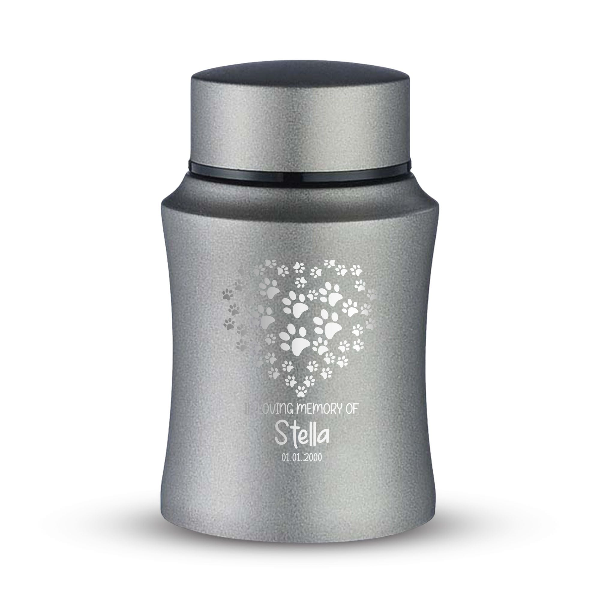 Custom Small Keepsake Cremation Urn for Small Cats - Laser Engraved - Fit up to 10lbs - Powder Coated Stainless Steel Urn