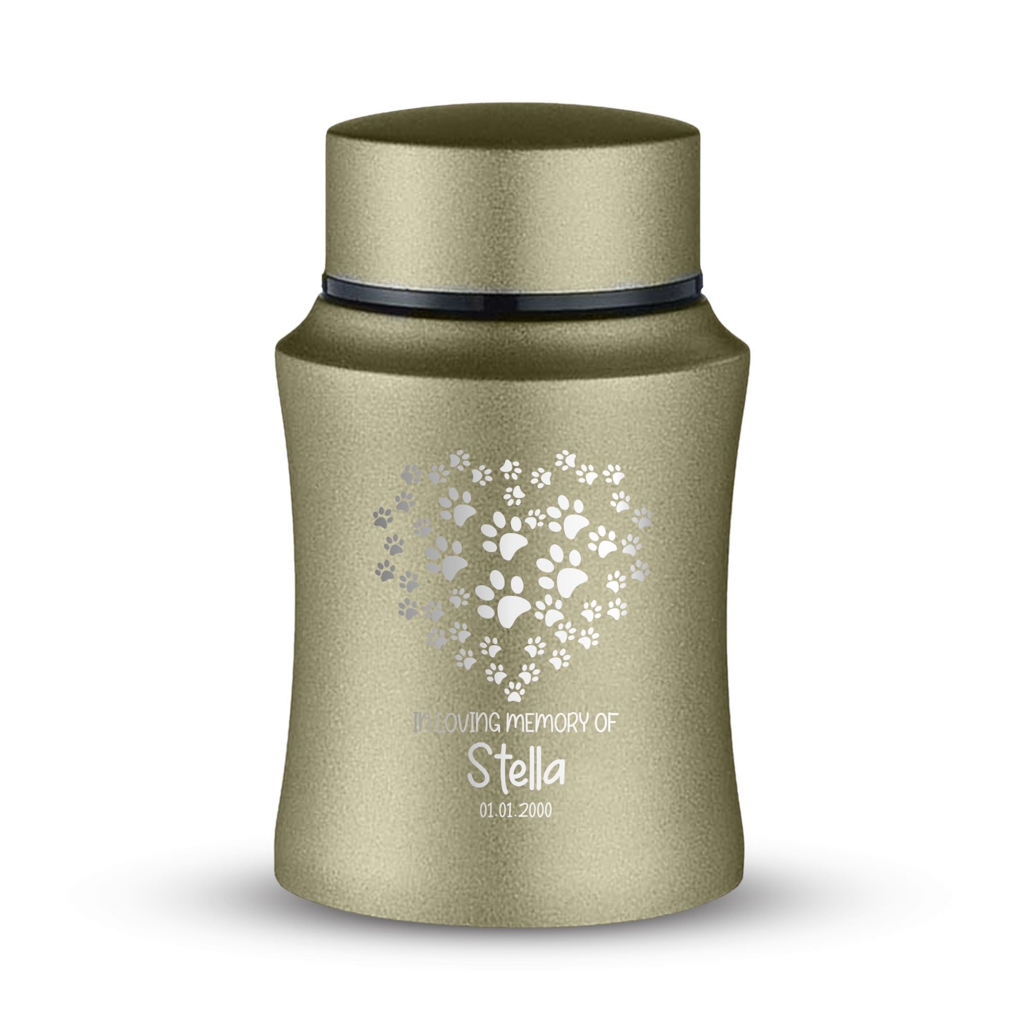 Custom Small Keepsake Cremation Urn for Small Dogs - Laser Engraved - Fit up to 10lbs - Powder Coated Stainless Steel Urn