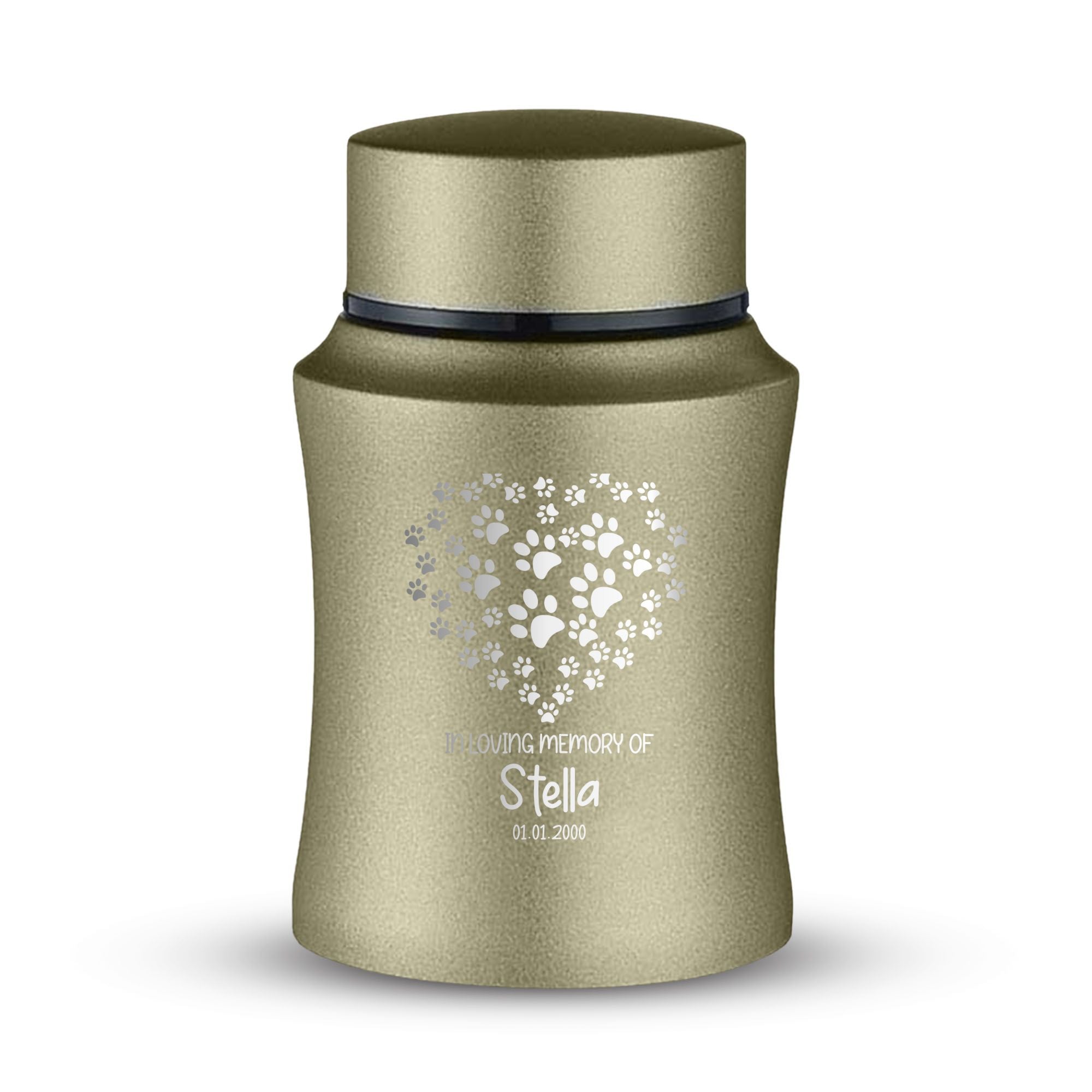Custom Small Keepsake Cremation Urn for Small Cats - Laser Engraved - Fit up to 10lbs - Powder Coated Stainless Steel Urn