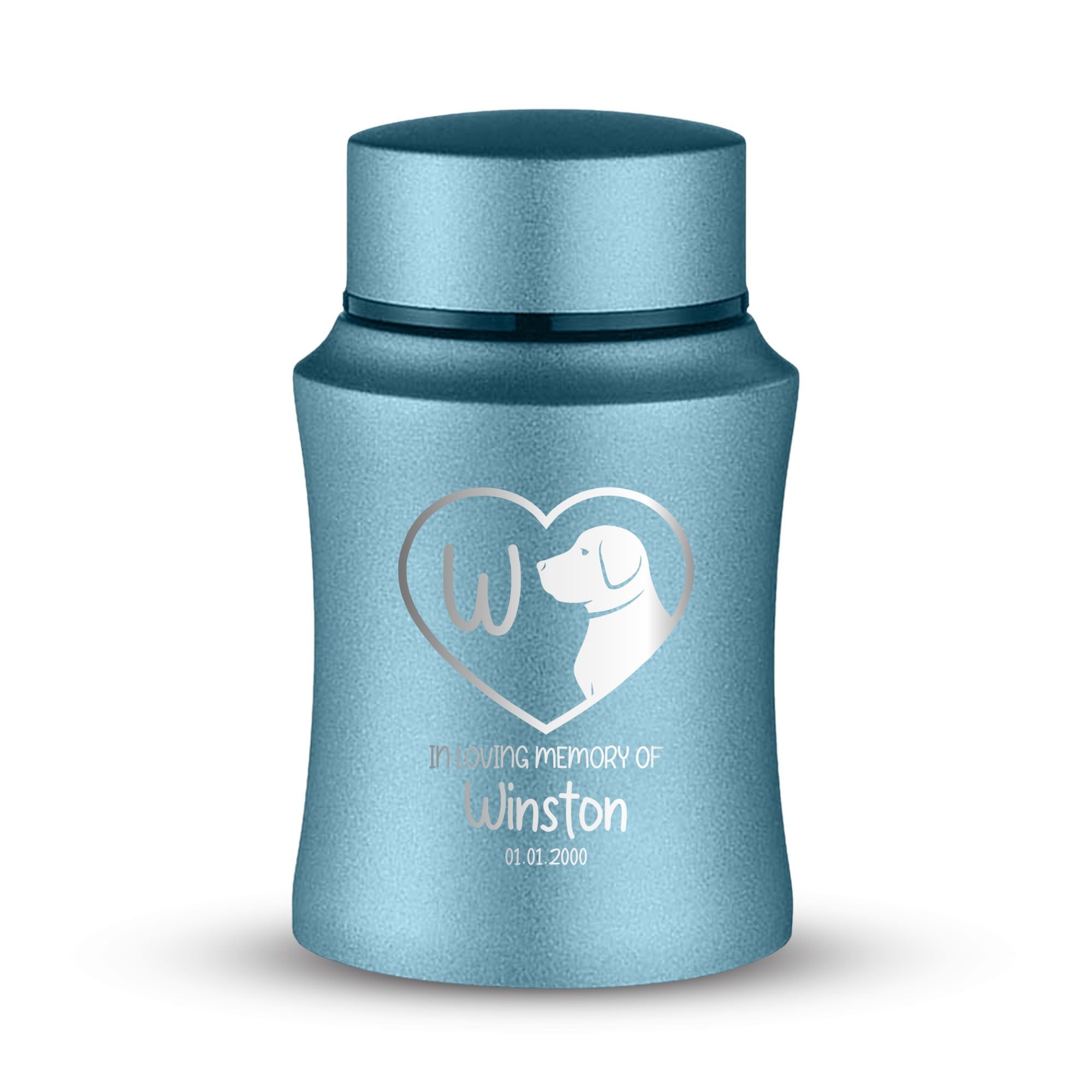 Custom Small Keepsake Cremation Urn for Small Dogs - Laser Engraved - Fit up to 10lbs - Powder Coated Stainless Steel Urn