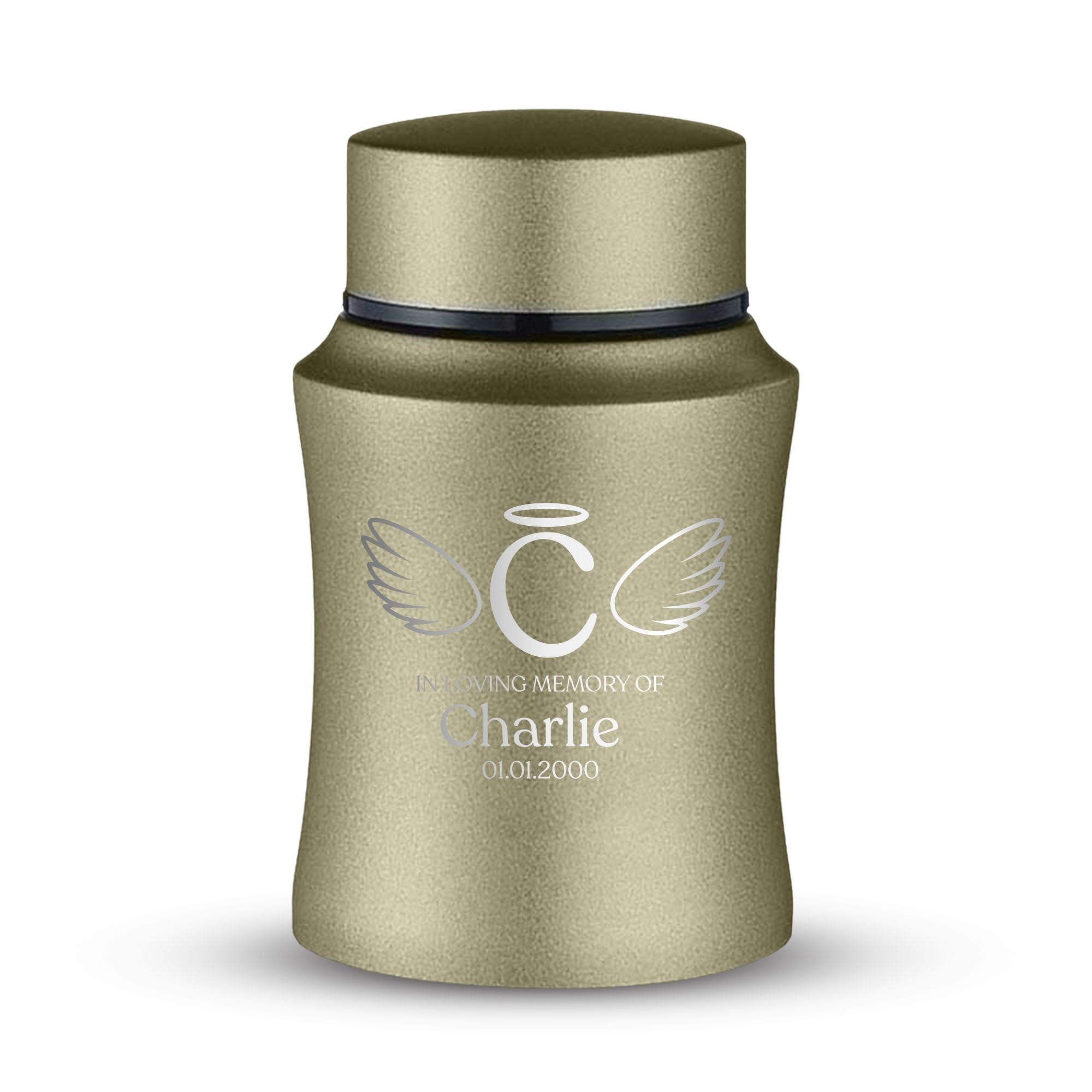 Custom Small Keepsake Cremation Urn for Small Cats - Laser Engraved - Fit up to 10lbs - Powder Coated Stainless Steel Urn