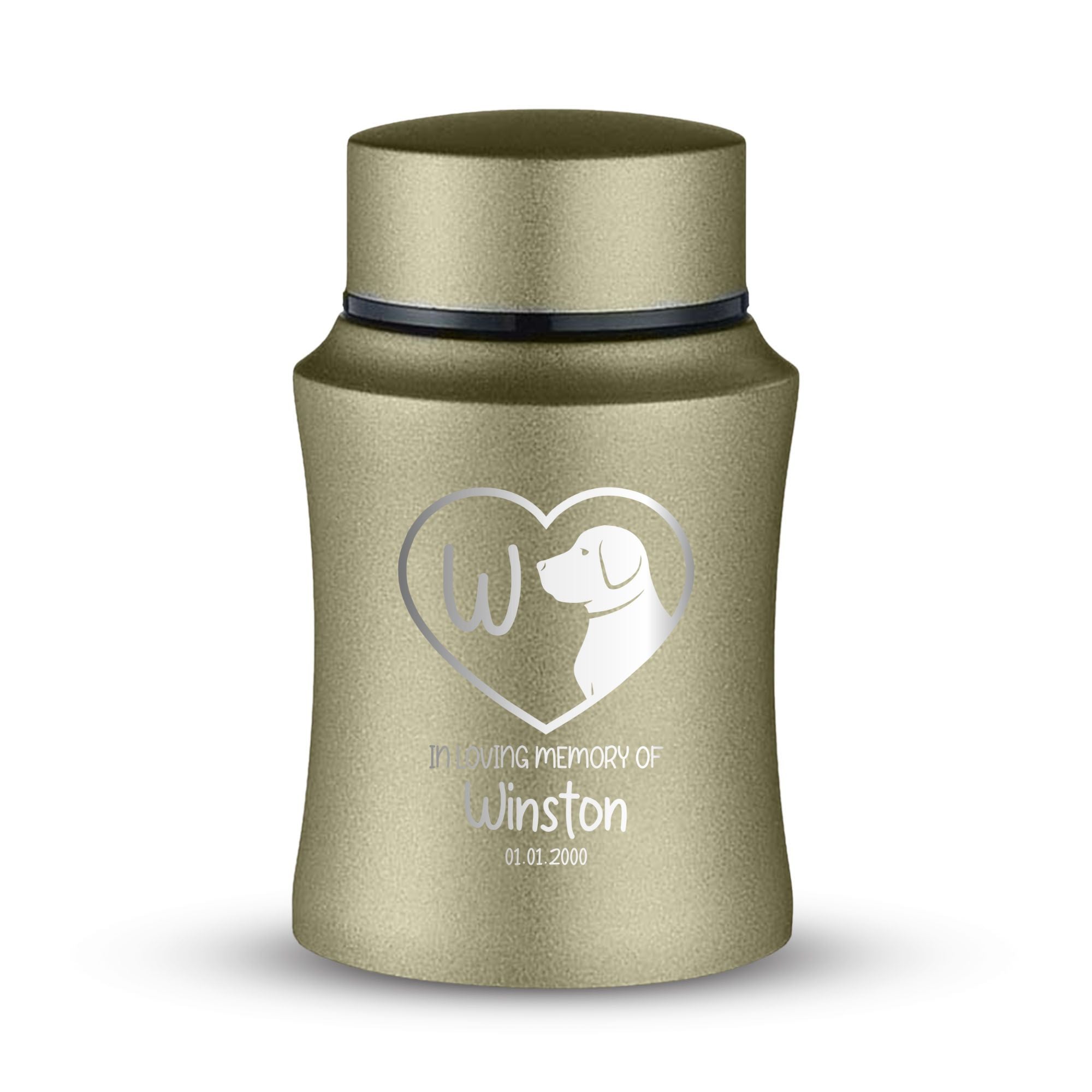 Custom Small Keepsake Cremation Urn for Small Dogs - Laser Engraved - Fit up to 10lbs - Powder Coated Stainless Steel Urn