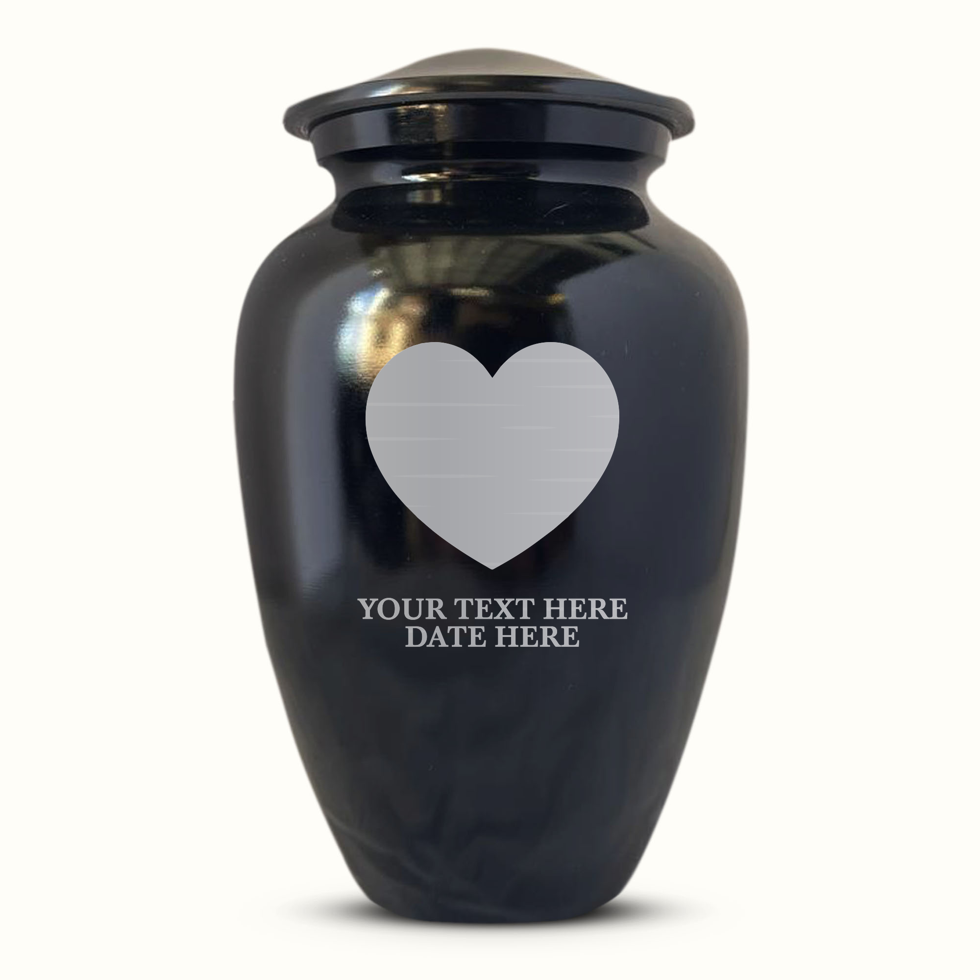 Extra Large Human Cremation Urn For Adult Ashes Men & Woman Up to 350 Lbs - Engraved Aluminum Urn with Name & Heart + Love Design - Polished Finish urn for Human Remains | Black
