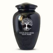 Extra Large Human Cremation Urn For Adult Ashes Men & Woman Up to 350 Lbs - Engraved Aluminum Urn with Name & The Tree of Life Design - Polished Finish urn for Human Remains | Black