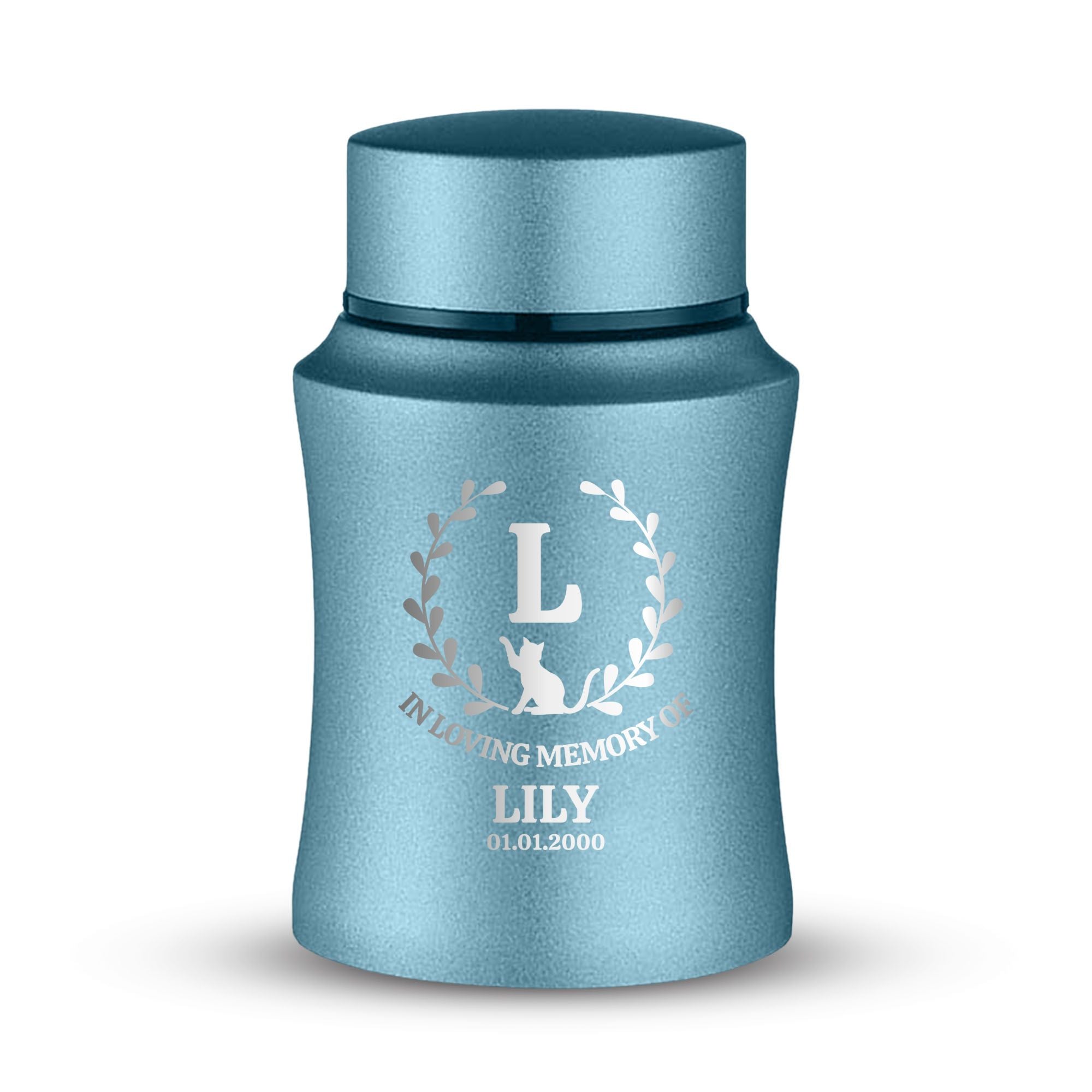 Custom Small Keepsake Cremation Urn for Small Cats - Laser Engraved - Fit up to 10lbs - Powder Coated Stainless Steel Urn