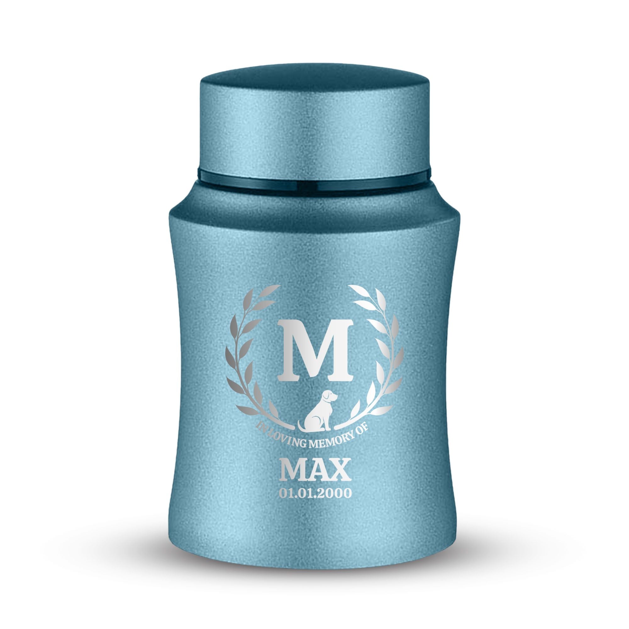 Custom Small Keepsake Cremation Urn for Small Dogs - Laser Engraved - Fit up to 10lbs - Powder Coated Stainless Steel Urn