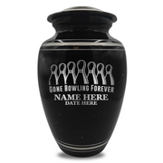 Spotted Black Aluminum with Silver Rim Human Cremation Urn - 200 Cubic Inch | Gone Bowling Tribute