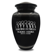 Polished Aluminum with Silver Rim Human Cremation Urn - 200 Cubic Inch | Gone Bowling Tribute
