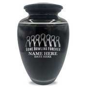 Extra Large Human Cremation Urn - 350 Cubic Inch - Black Spotted Finish with Silver Rim | Gone Bowling Tribute Collection