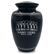 Human Cremation Urn - 350 Cubic Inch Capacity - Black with Silver Rim | Gone Bowling Tribute Collection