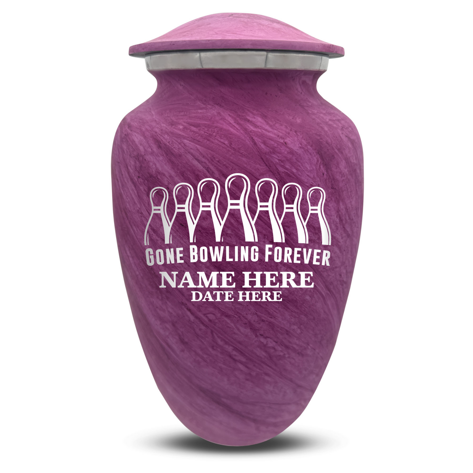 Custom Human Urns - Soft Whisper Collection - Funny Bowling Design - Distressed Finish - 200 Cubic Inch