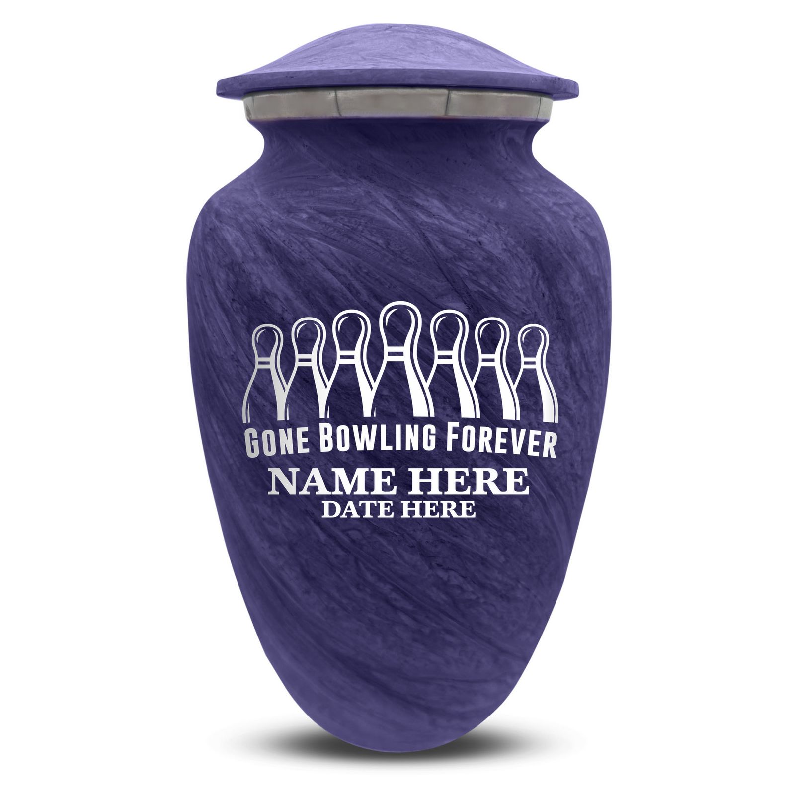 Custom Human Urns - Soft Whisper Collection - Funny Bowling Design - Distressed Finish - 200 Cubic Inch