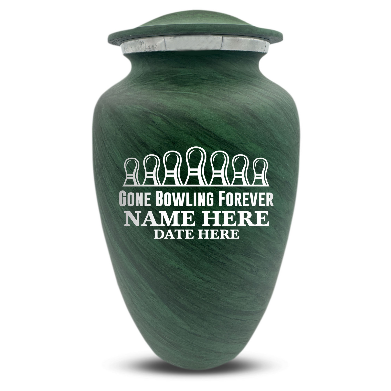 Custom Human Urns - Soft Whisper Collection - Funny Bowling Design - Distressed Finish - 200 Cubic Inch