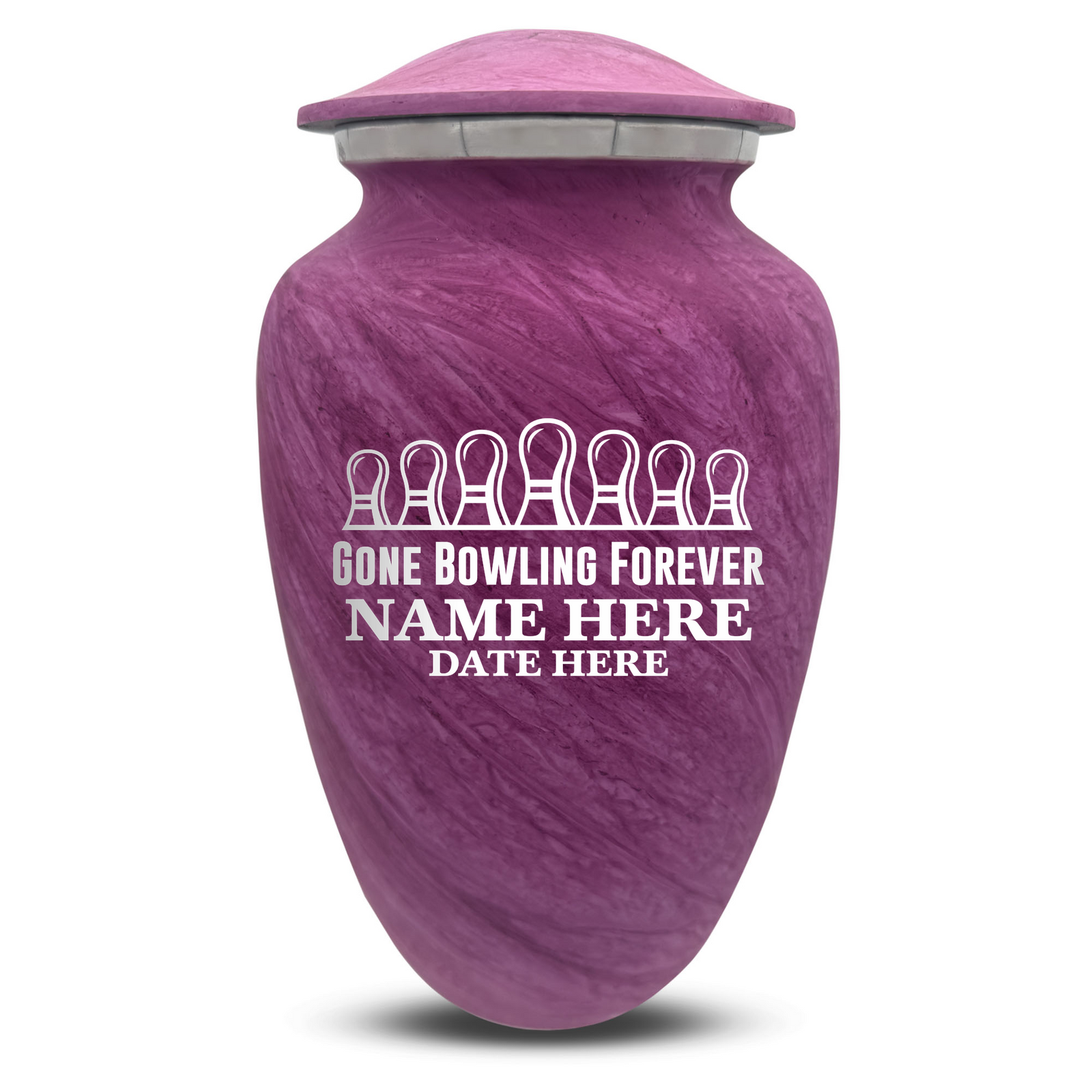 Custom Human Urns - Soft Whisper Collection - Funny Bowling Design - Distressed Finish - 200 Cubic Inch