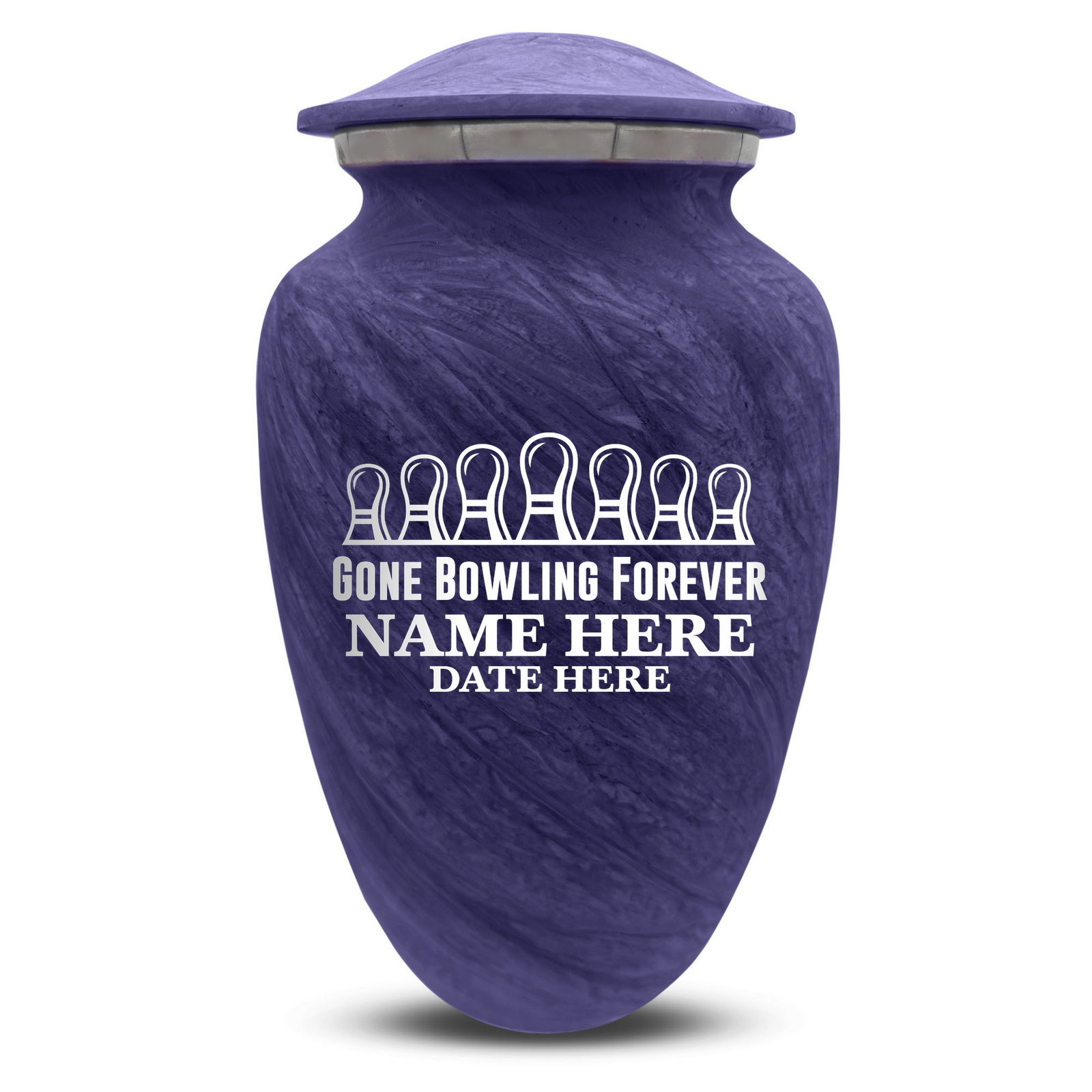 Custom Human Urns - Soft Whisper Collection - Funny Bowling Design - Distressed Finish - 200 Cubic Inch