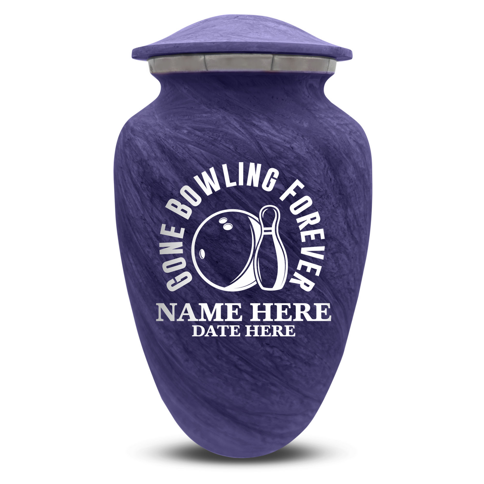 Custom Human Urns - Soft Whisper Collection - Funny Bowling Design - Distressed Finish - 200 Cubic Inch