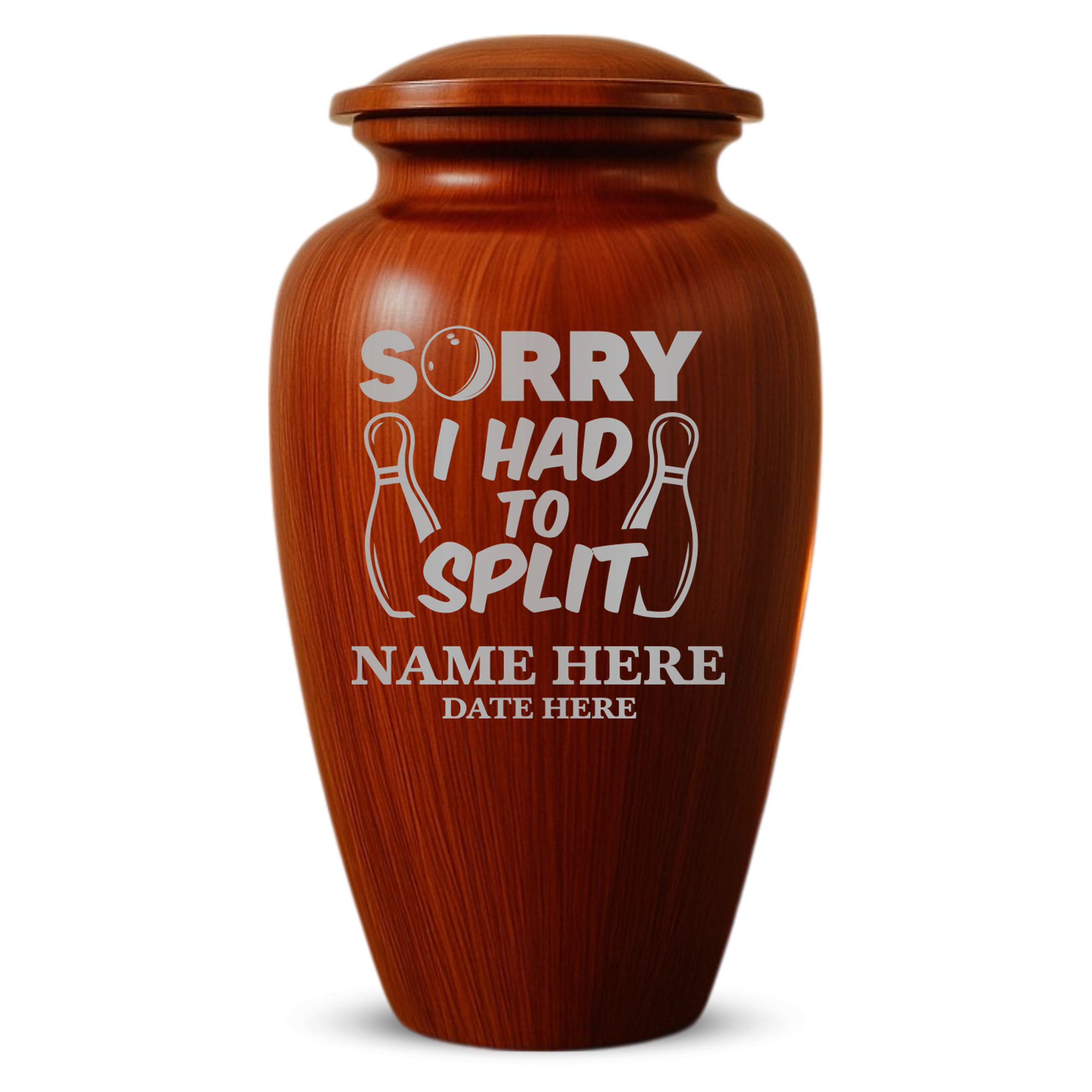 Human Cremation Urn - 200 Cubic Inch - Ingrained Wood Style Finish | Gone Bowling Tribute