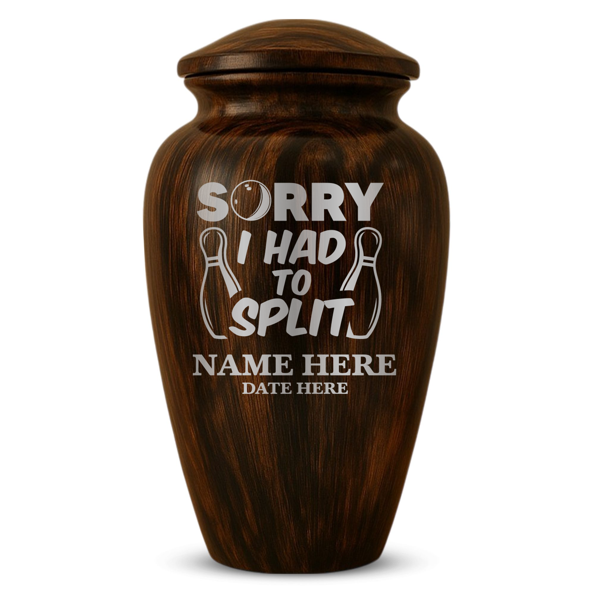 Human Cremation Urn - 200 Cubic Inch - Ingrained Wood Style Finish | Gone Bowling Tribute