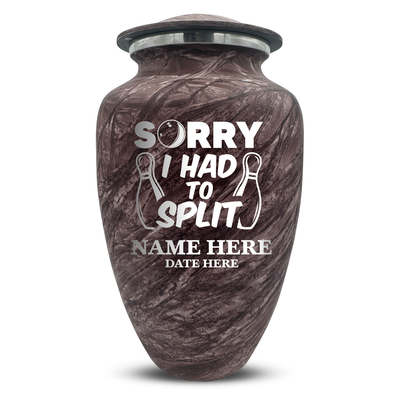 Custom Human Urns - Soft Whisper Collection - Funny Bowling Design - Distressed Finish - 200 Cubic Inch