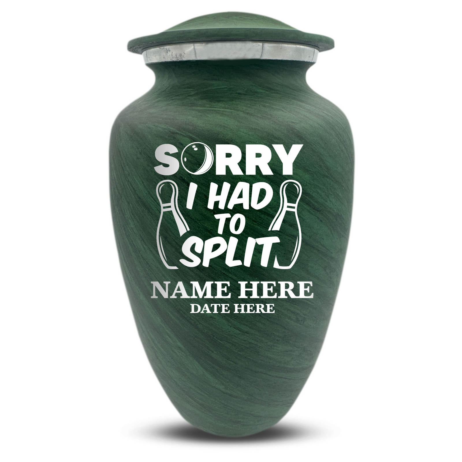 Custom Human Urns - Soft Whisper Collection - Funny Bowling Design - Distressed Finish - 200 Cubic Inch