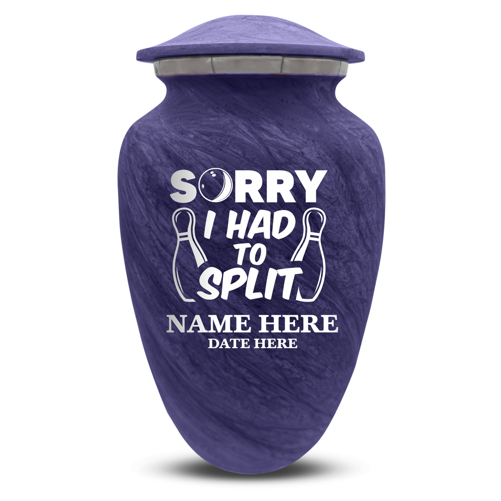 Custom Human Urns - Soft Whisper Collection - Funny Bowling Design - Distressed Finish - 200 Cubic Inch