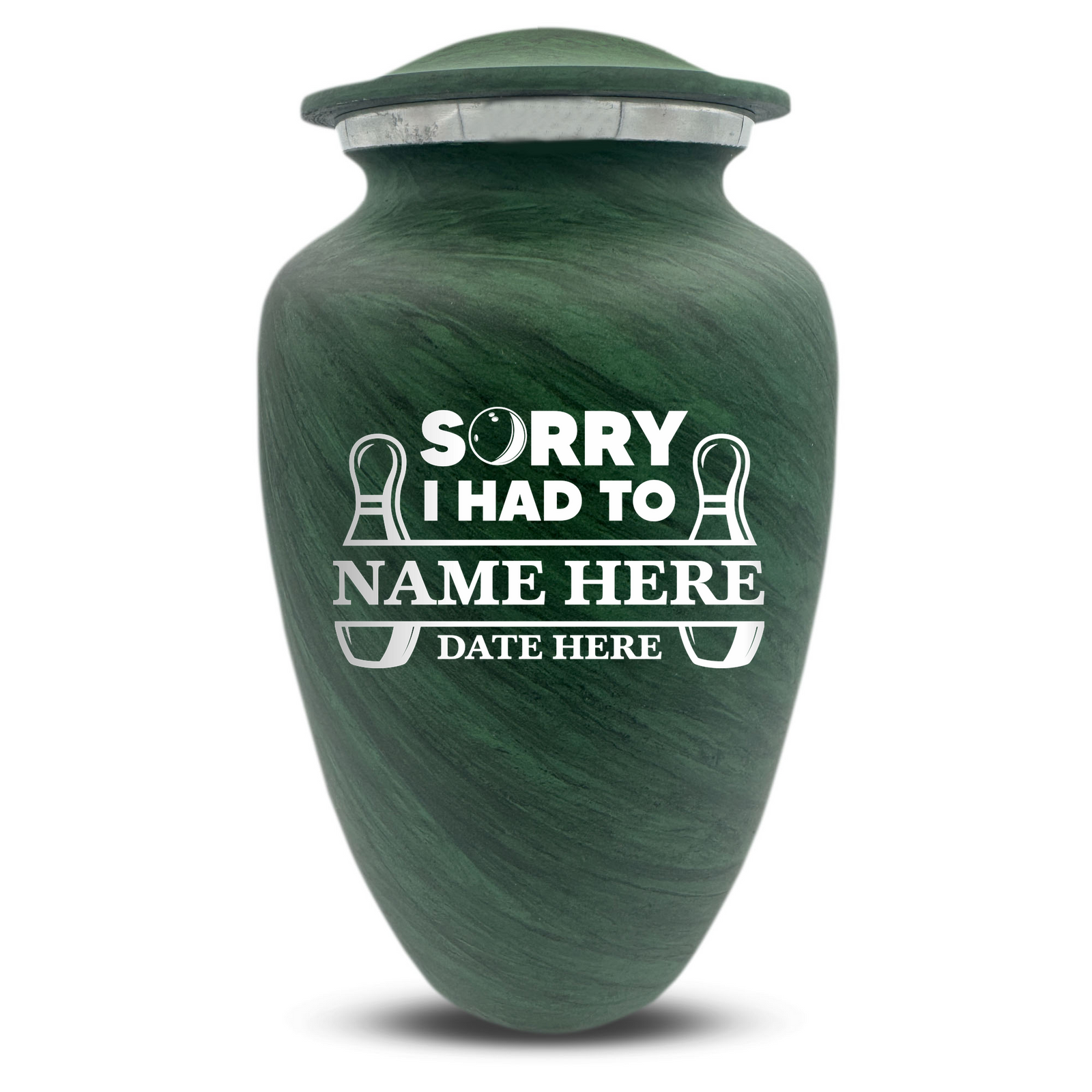 Custom Human Urns - Soft Whisper Collection - Funny Bowling Design - Distressed Finish - 200 Cubic Inch