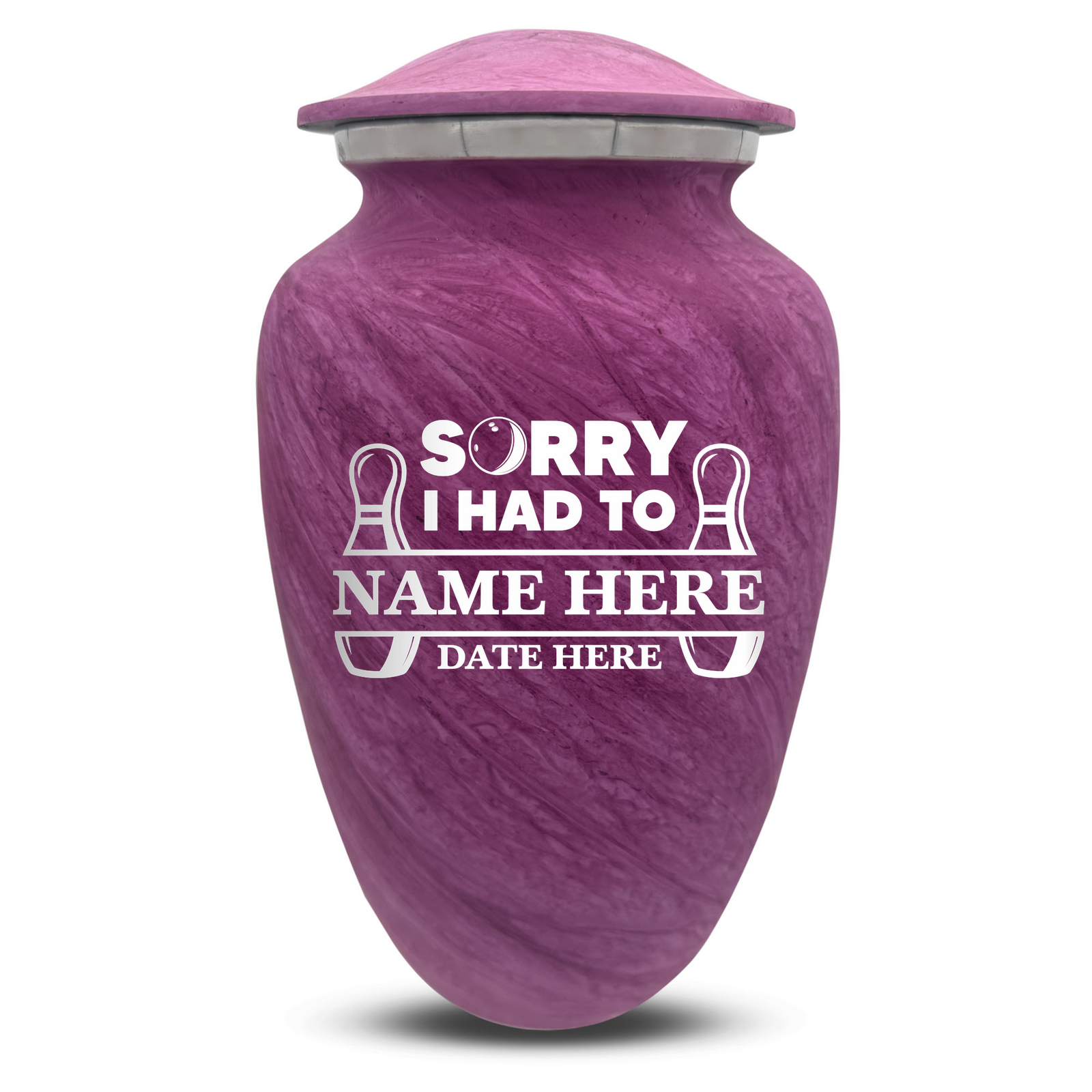 Custom Human Urns - Soft Whisper Collection - Funny Bowling Design - Distressed Finish - 200 Cubic Inch