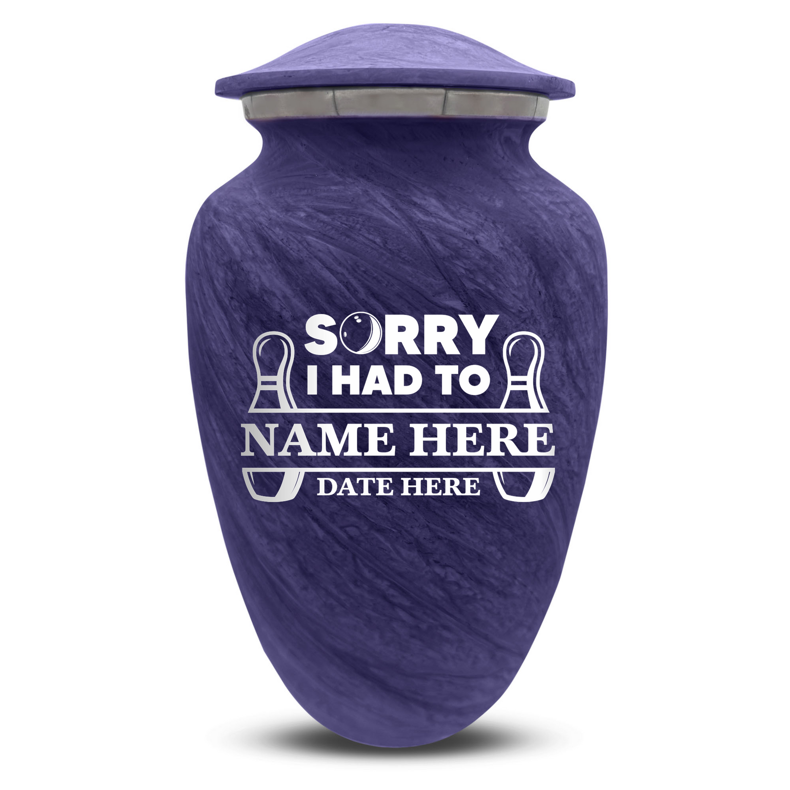 Custom Human Urns - Soft Whisper Collection - Funny Bowling Design - Distressed Finish - 200 Cubic Inch