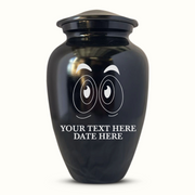 Polished Black Aluminum Human Cremation Urn - 200 Cubic Inch | Funny Eyes