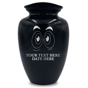 Polished Extra Large Human Cremation Urn 350 Cubic Inch - Engraved Aluminum | Funny Eyes