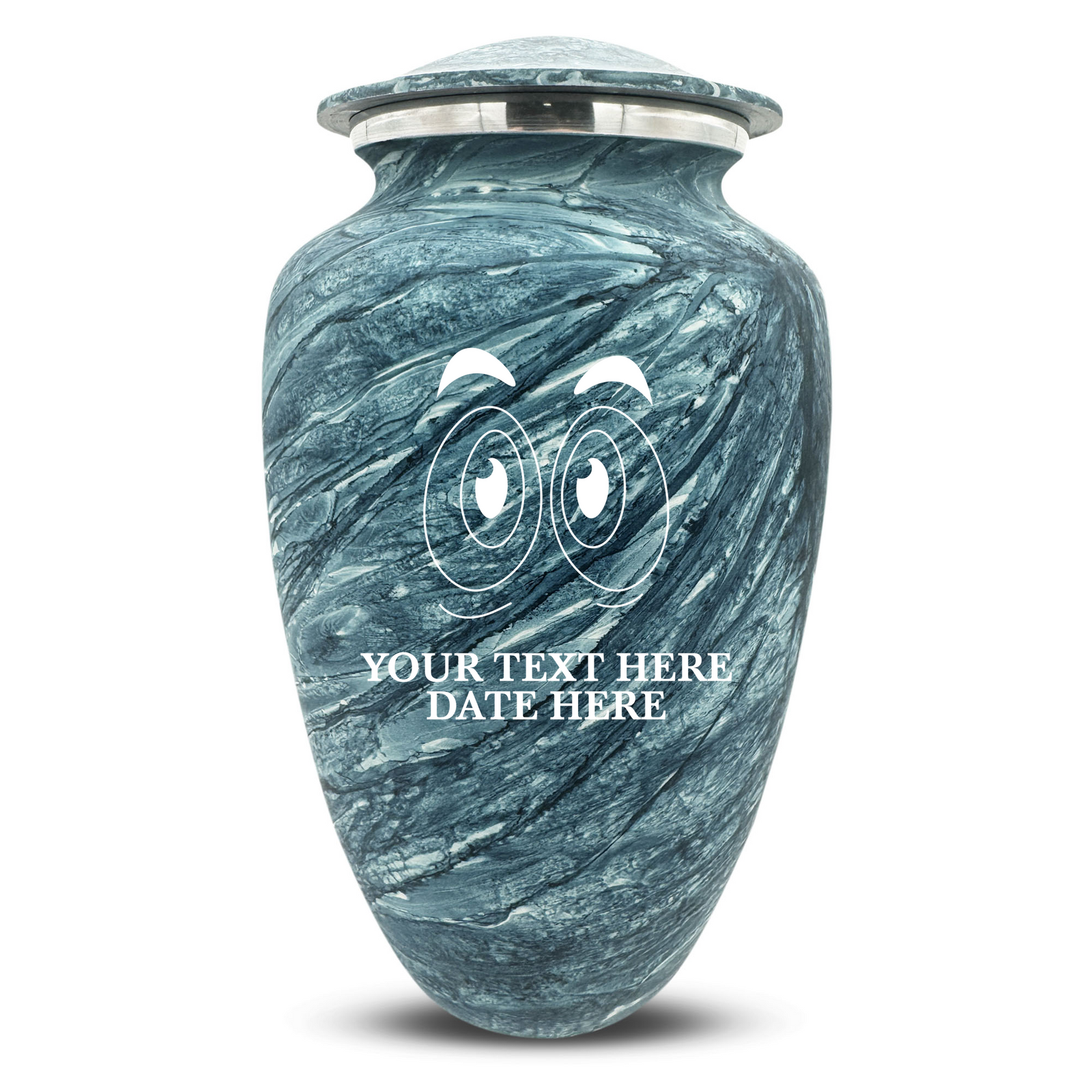 Custom Human Urns - Soft Whisper Collection - Funny Eyes Design - Distressed Finish - 200 Cubic Inch