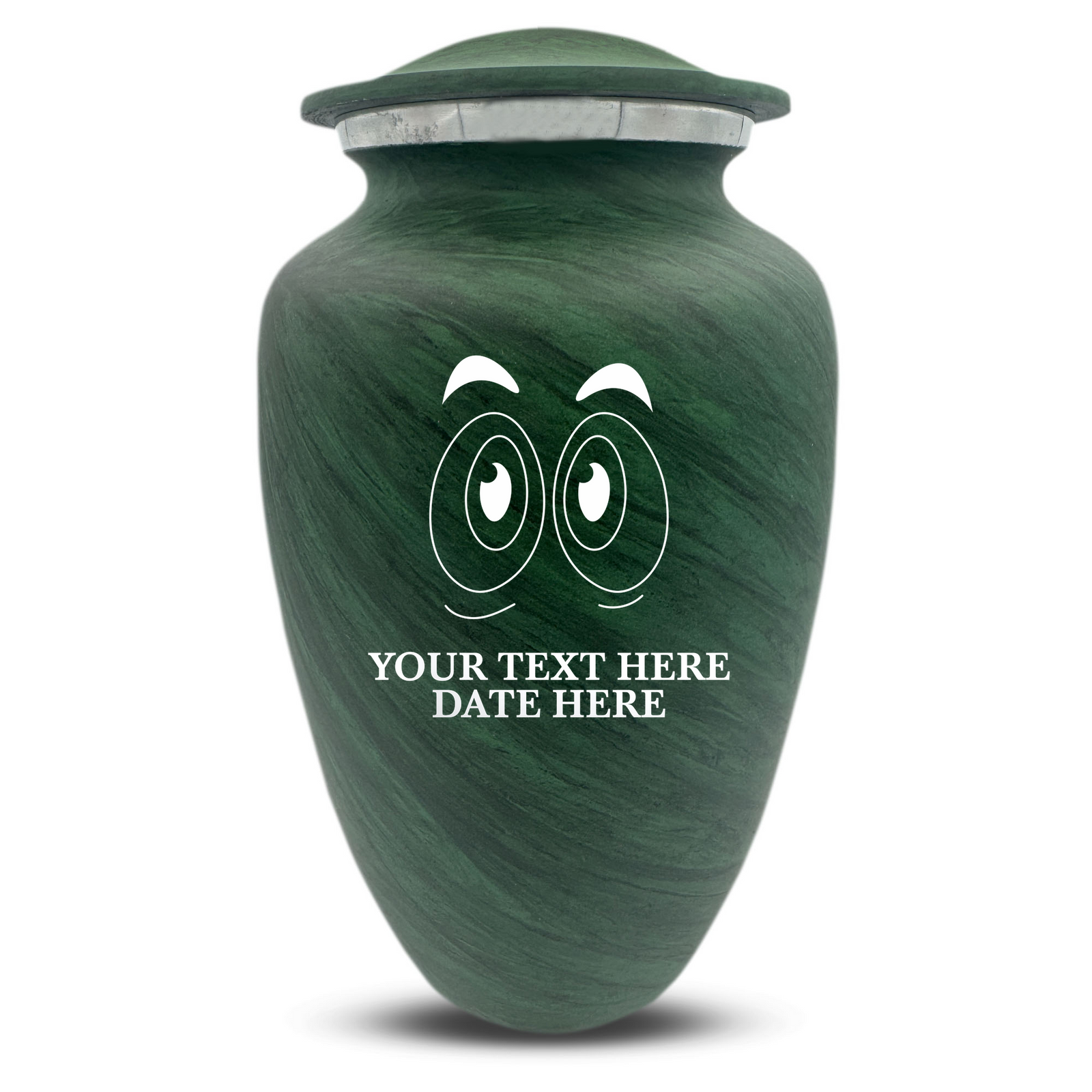 Custom Human Urns - Soft Whisper Collection - Funny Eyes Design - Distressed Finish - 200 Cubic Inch