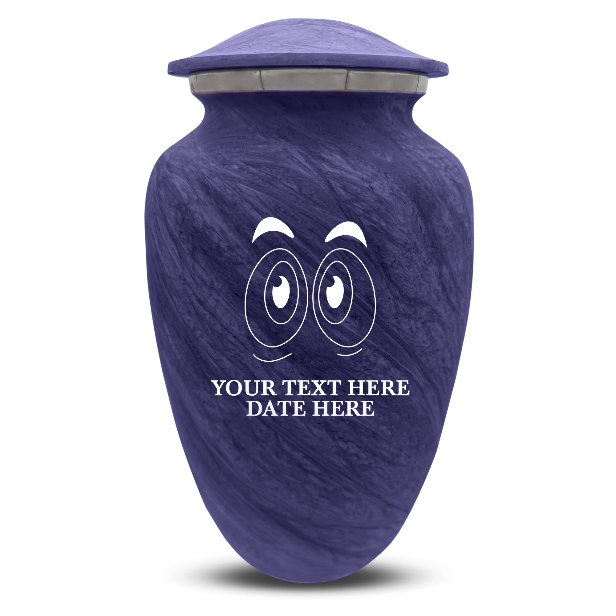 Custom Large Cremation Urn for Human Ashes - Soft Whisper Collection - Funny Eyes Design - Distressed Finish - 200 Cubic Inch