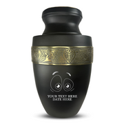 Custom Aluminum Human Urn - Funny Eyes Design - Elite Collection with Gold Inlay - 200 Cubic Inch
