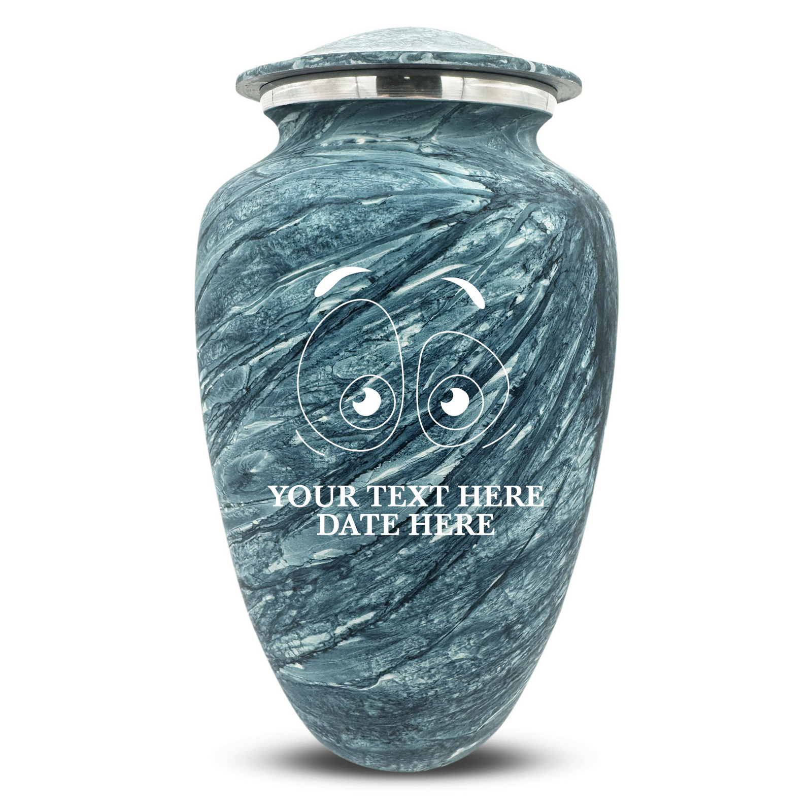 Custom Human Urns - Soft Whisper Collection - Funny Eyes Design - Distressed Finish - 200 Cubic Inch
