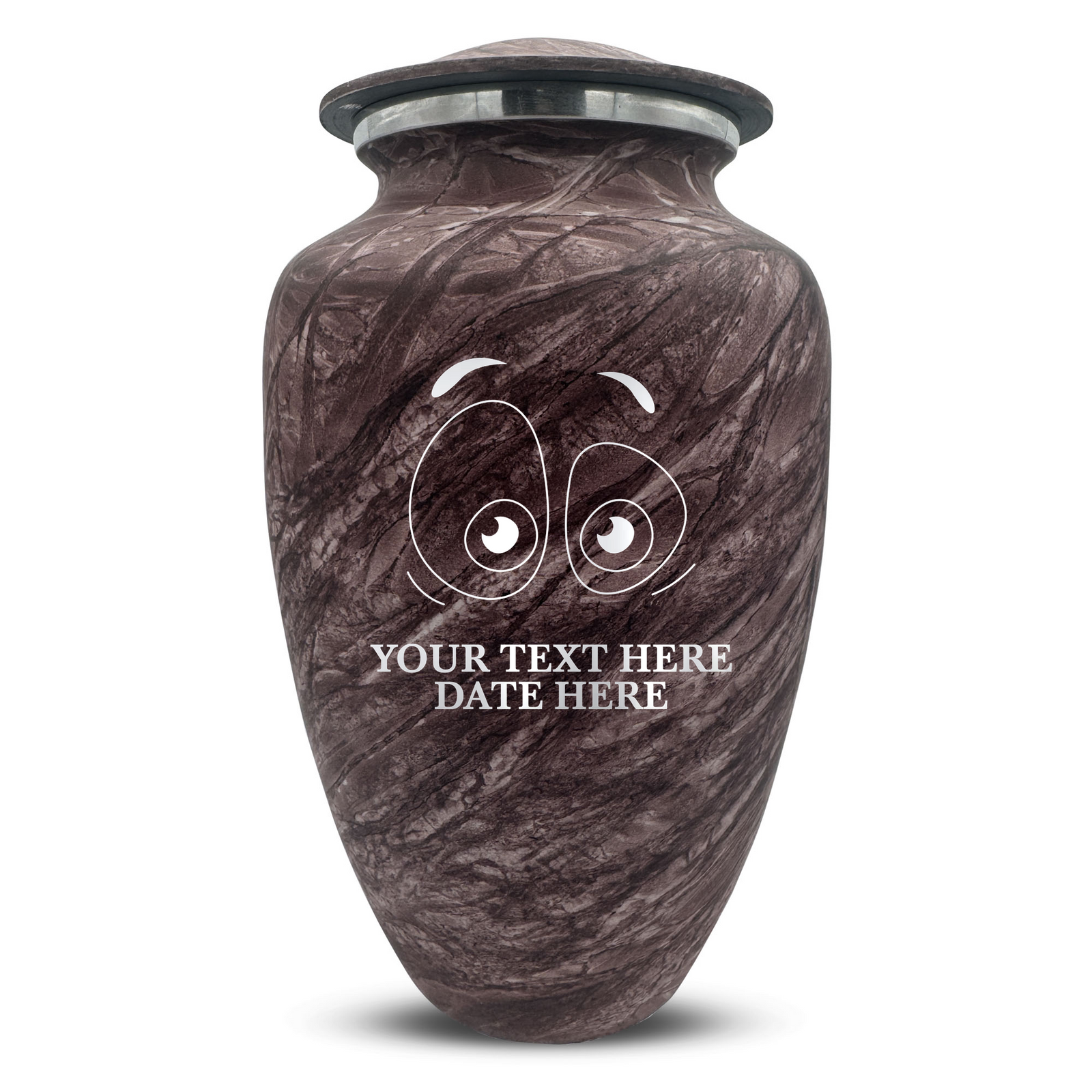 Custom Human Urns - Soft Whisper Collection - Funny Eyes Design - Distressed Finish - 200 Cubic Inch