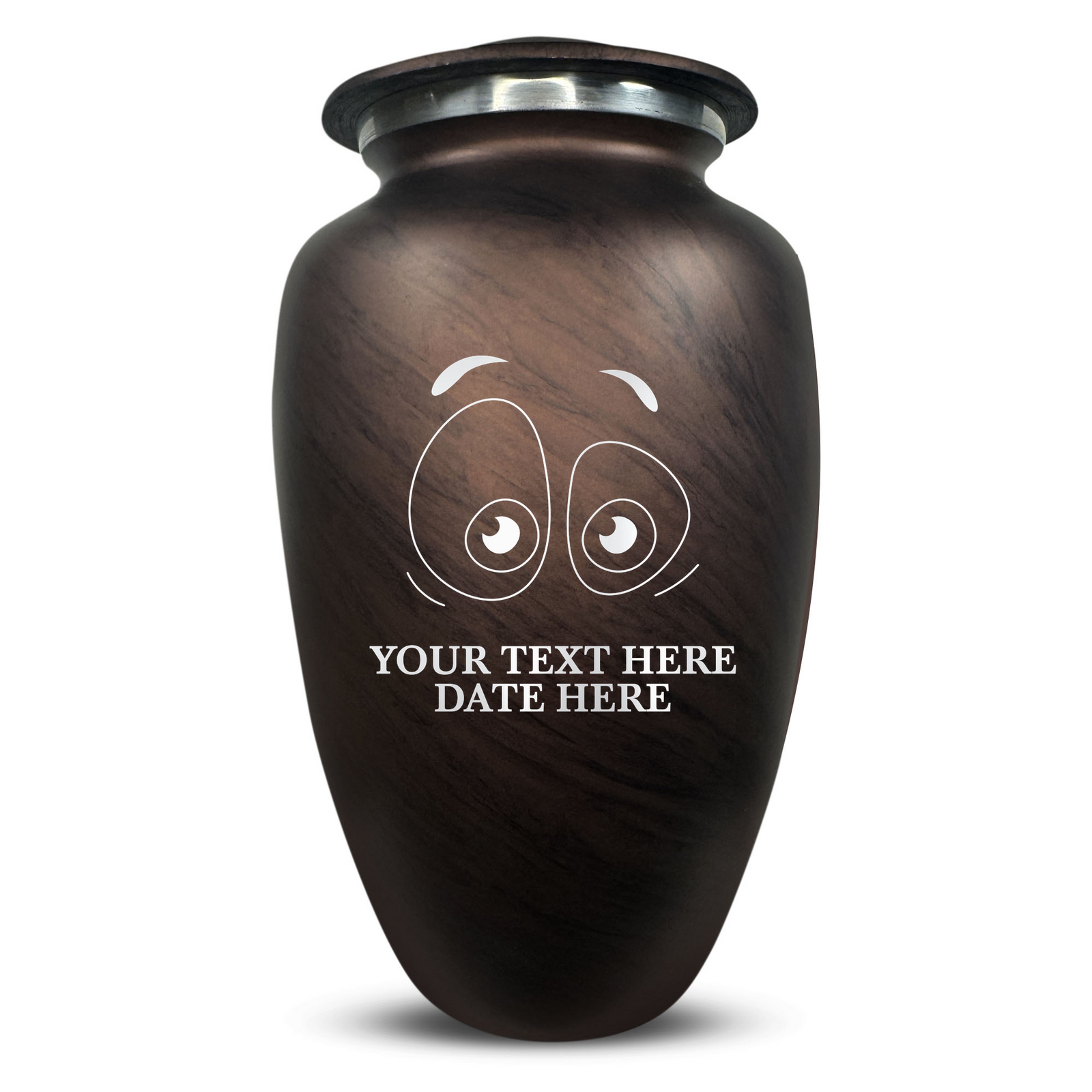 Custom Human Urns - Soft Whisper Collection - Funny Eyes Design - Distressed Finish - 200 Cubic Inch