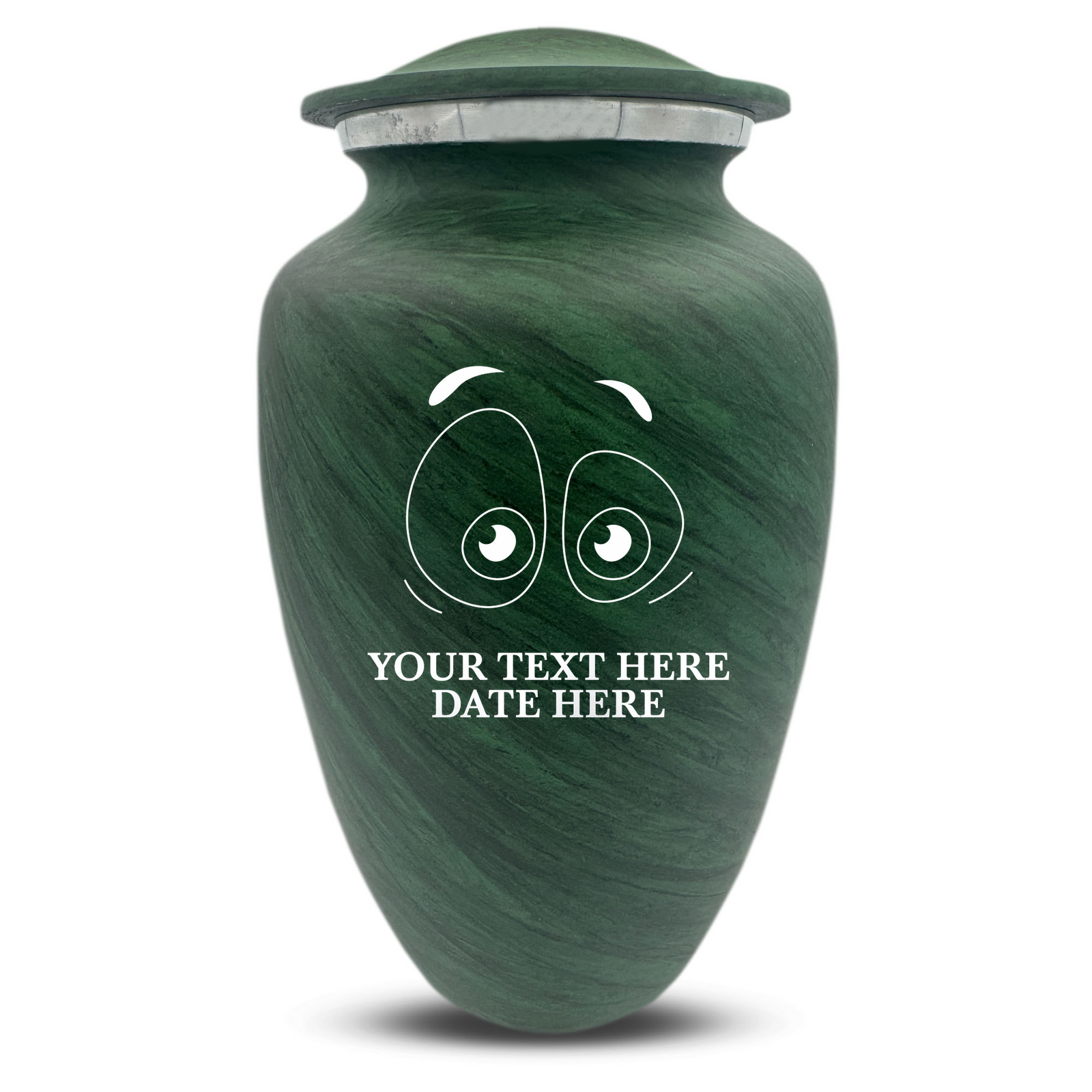 Custom Human Urns - Soft Whisper Collection - Funny Eyes Design - Distressed Finish - 200 Cubic Inch