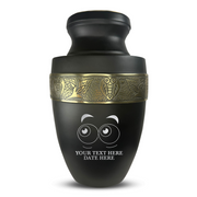 Custom Aluminum Human Urn - Funny Eyes Design - Elite Collection with Gold Inlay - 200 Cubic Inch