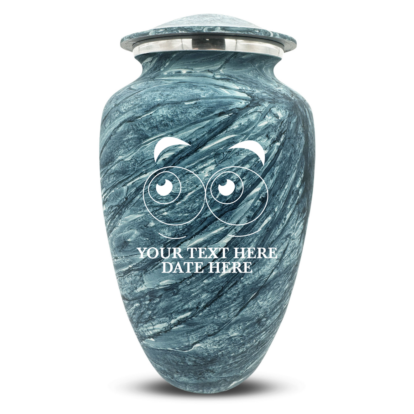 Custom Human Urns - Soft Whisper Collection - Funny Eyes Design - Distressed Finish - 200 Cubic Inch