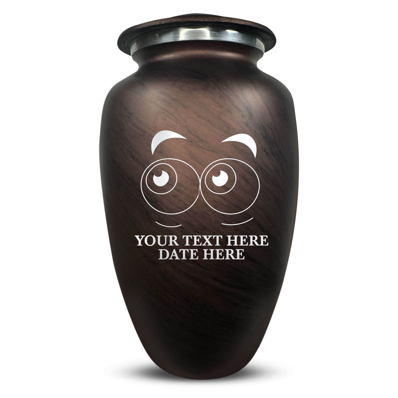 Custom Human Urns - Soft Whisper Collection - Funny Eyes Design - Distressed Finish - 200 Cubic Inch