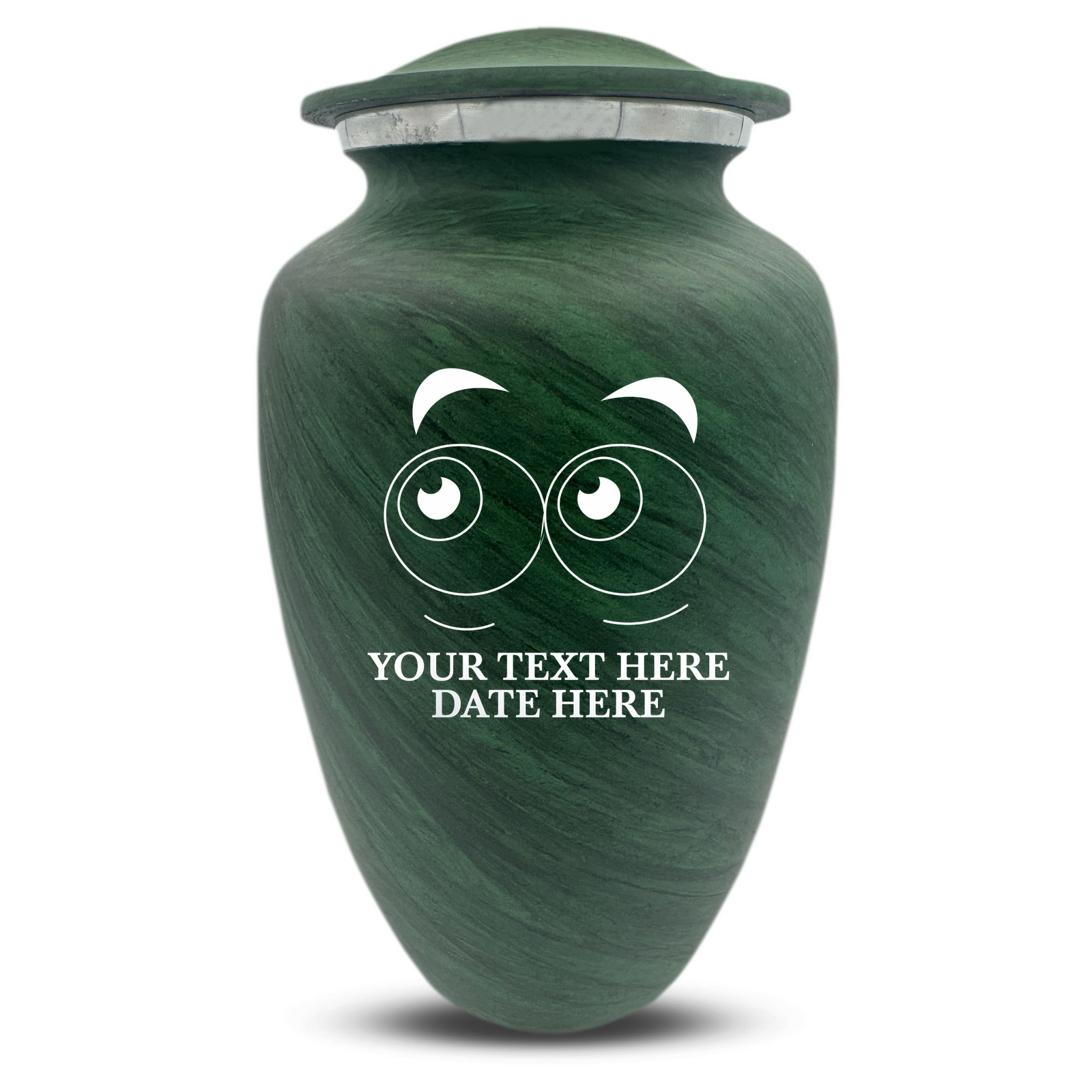 Custom Human Urns - Soft Whisper Collection - Funny Eyes Design - Distressed Finish - 200 Cubic Inch
