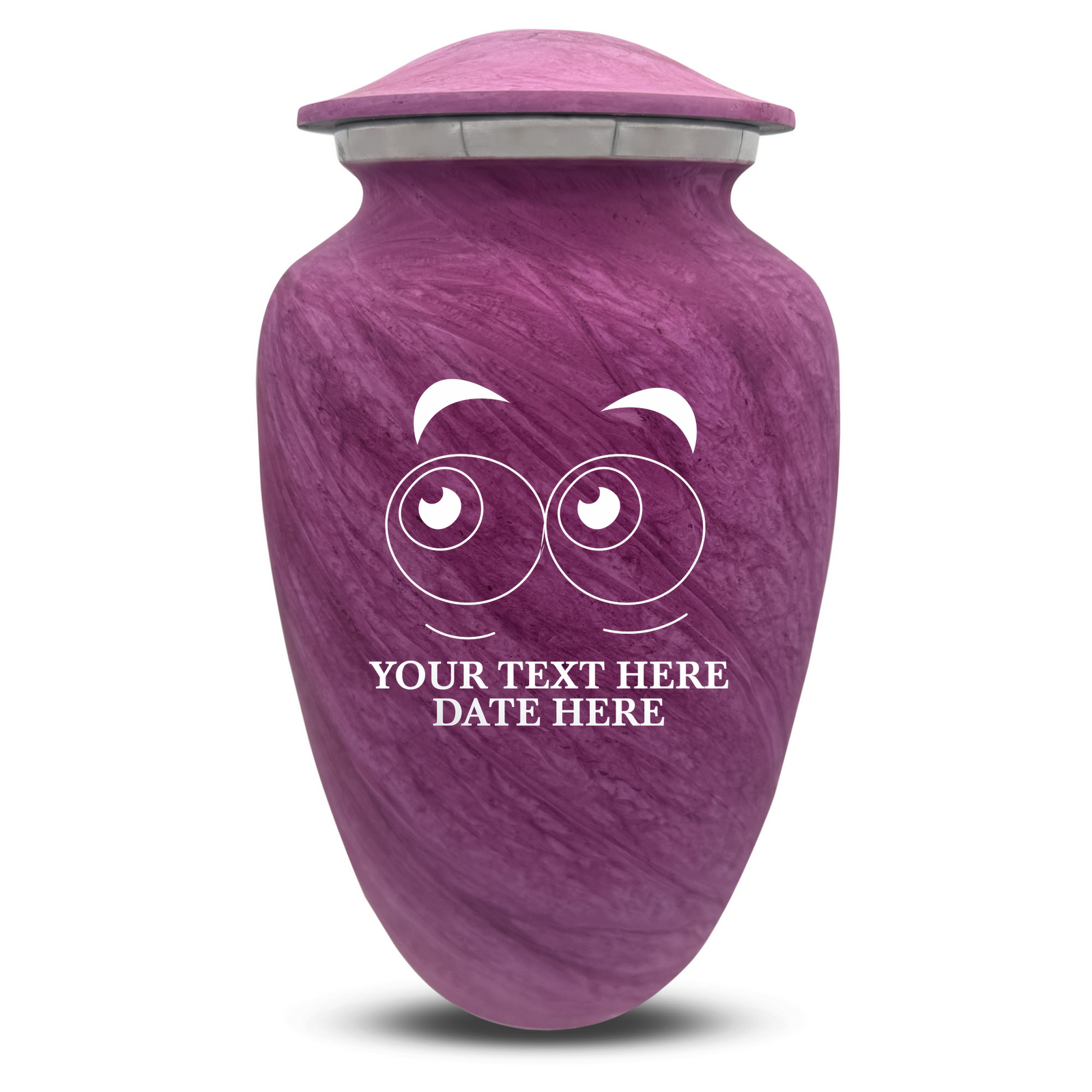 Custom Human Urns - Soft Whisper Collection - Funny Eyes Design - Distressed Finish - 200 Cubic Inch