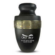 Custom Aluminum Human Urn - Funny Eyes Design - Elite Collection with Gold Inlay - 200 Cubic Inch
