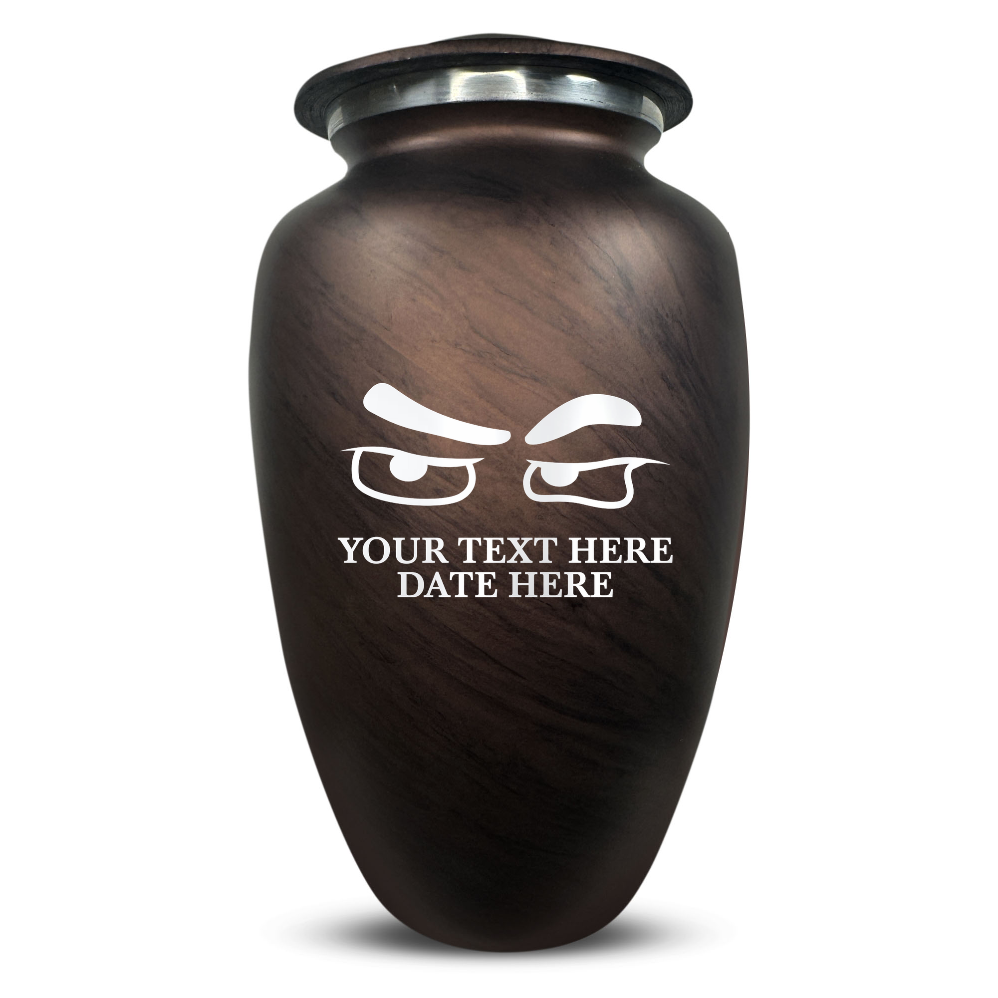 Custom Human Urns - Soft Whisper Collection - Funny Eyes Design - Distressed Finish - 200 Cubic Inch