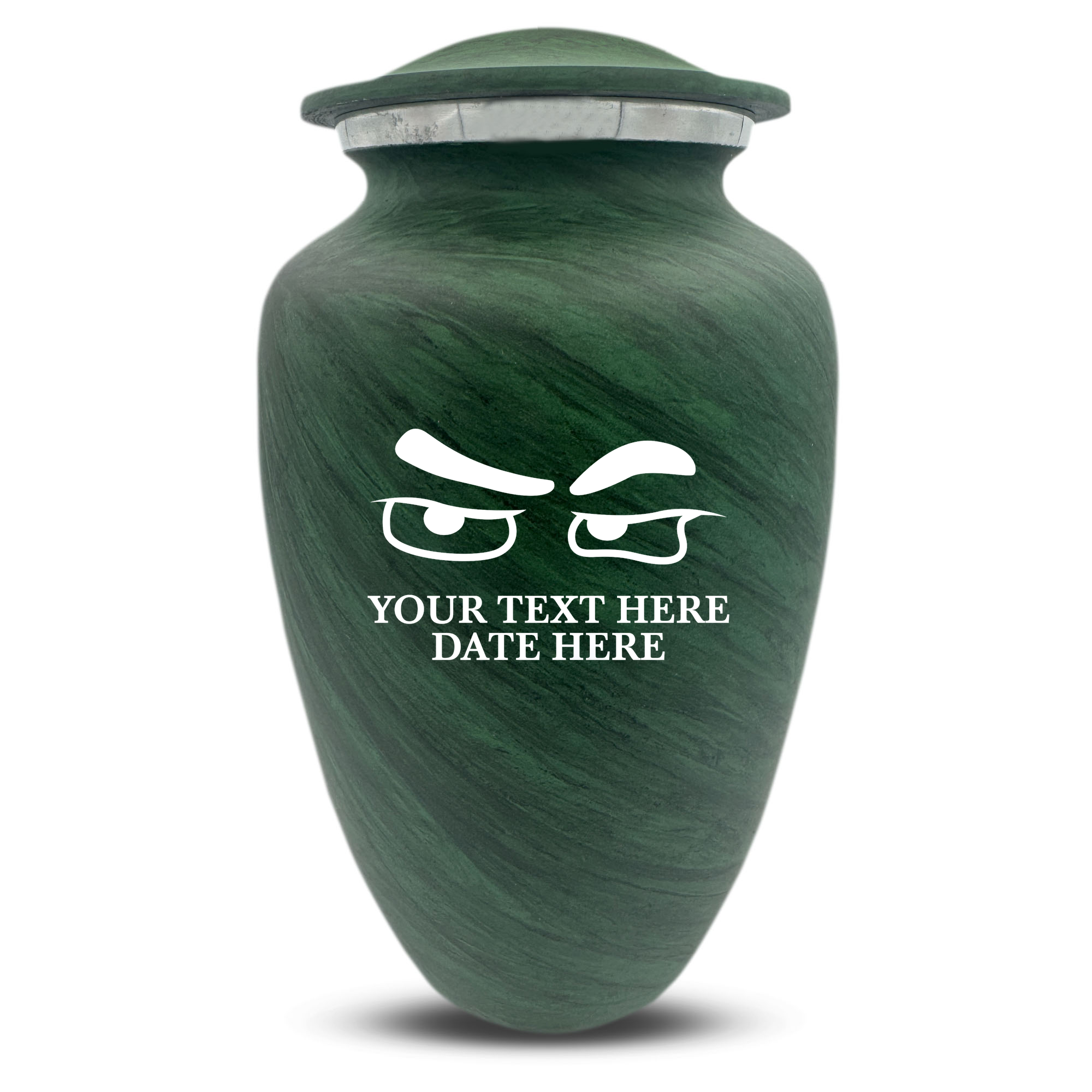 Custom Large Cremation Urn for Human Ashes - Soft Whisper Collection - Funny Eyes Design - Distressed Finish - 200 Cubic Inch