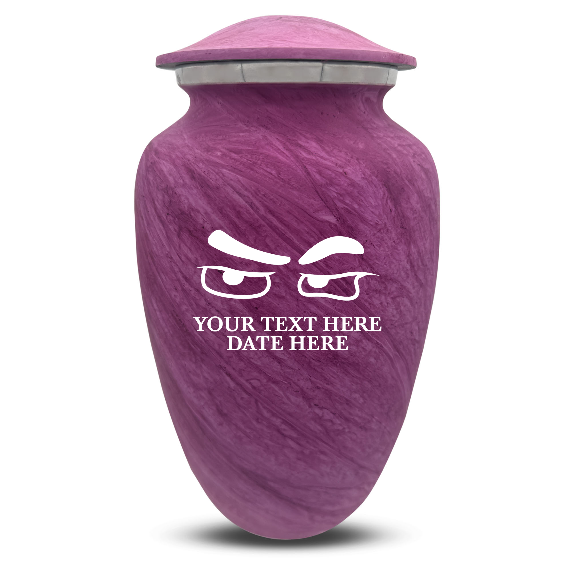 Custom Large Cremation Urn for Human Ashes - Soft Whisper Collection - Funny Eyes Design - Distressed Finish - 200 Cubic Inch