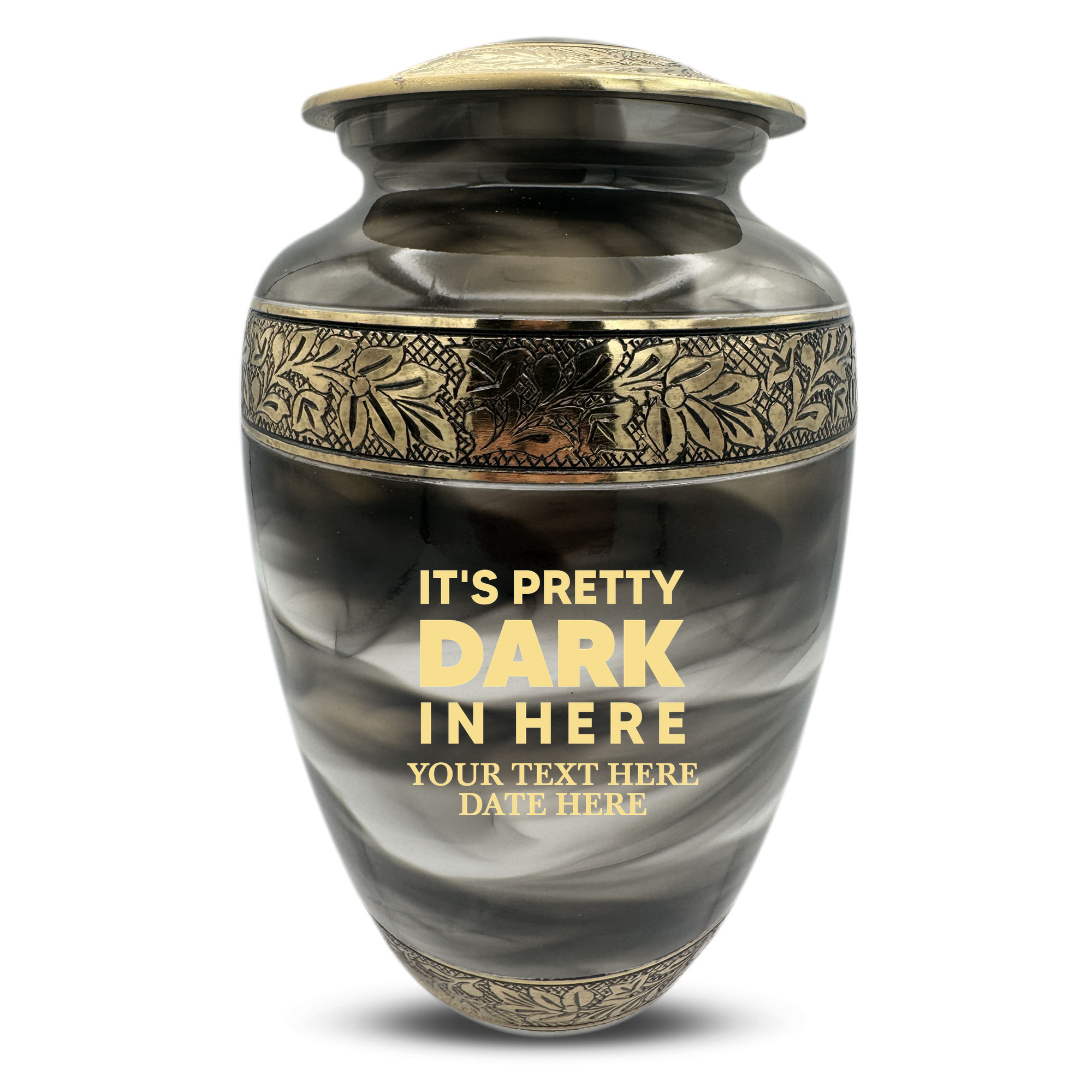 Custom Aluminum Cremation Urn for Human Ashes - Suzesta Pearl White Memorial Urn - Just Funny Urn Design - 200 Cubic Inch
