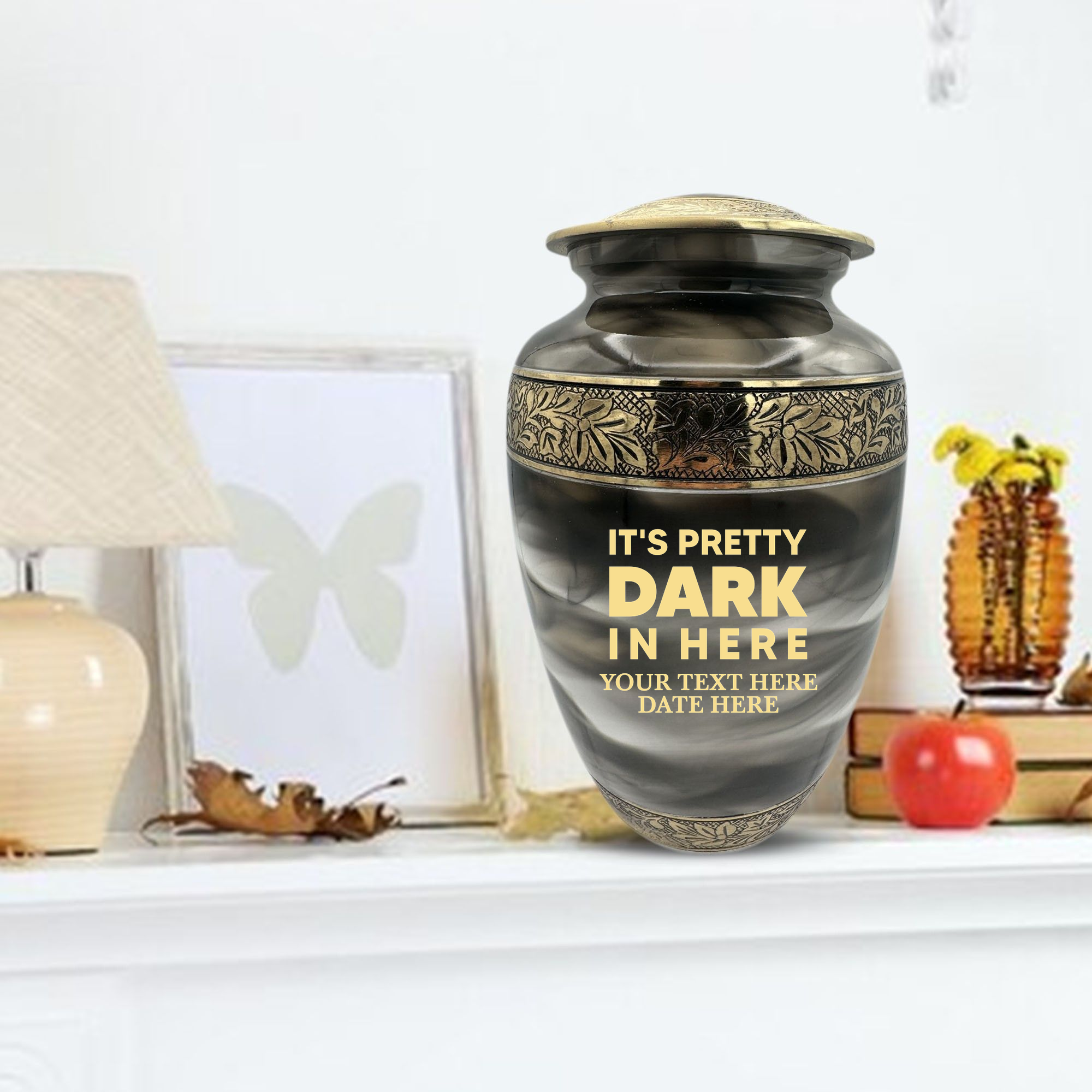 Custom Aluminum Cremation Urn for Human Ashes - Suzesta Pearl White Memorial Urn - Just Funny Urn Design - 200 Cubic Inch